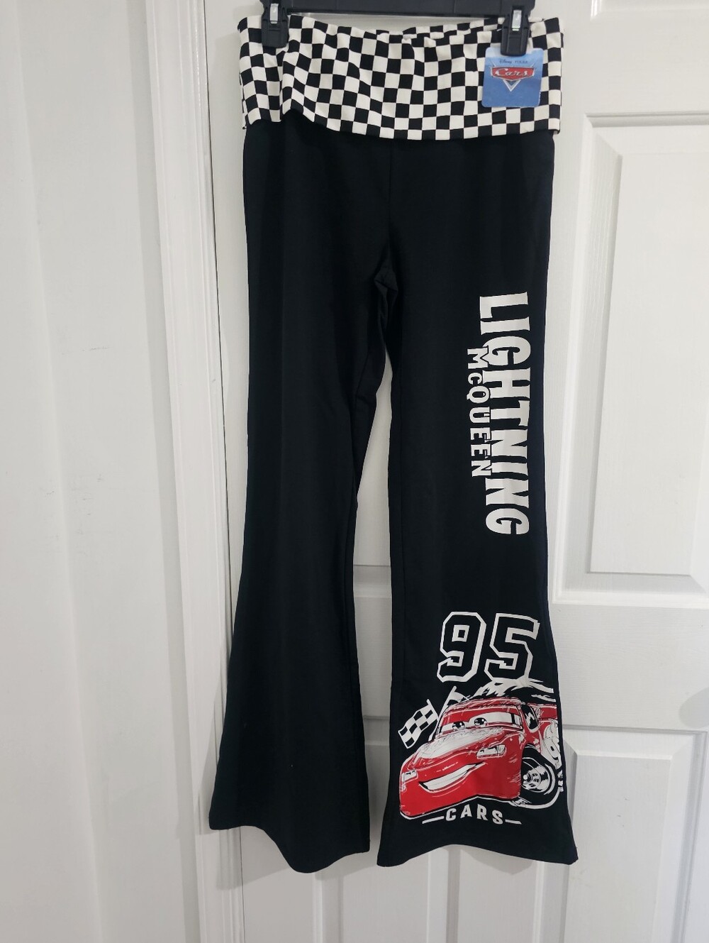 Disney Pixar Cars Juniors Lightning McQueen Foldover Flare Pants M NWT